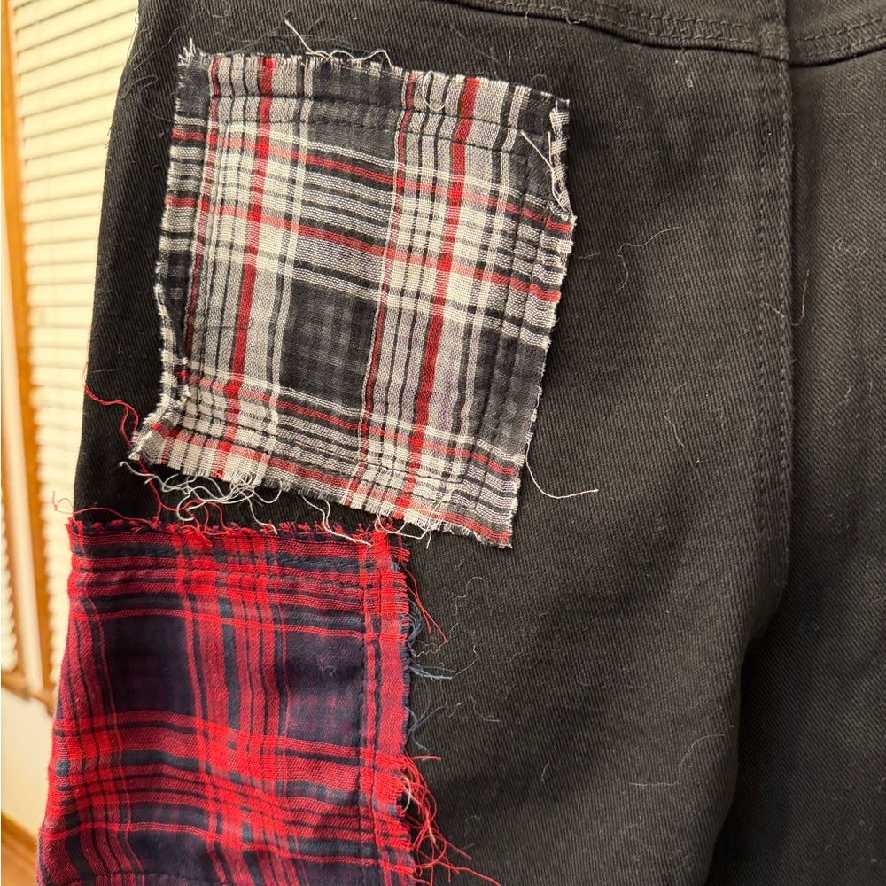 Dolls Kill Current Mood Black and Plaid Patchwork Jeans. New w/tags - Picture 4 of 7